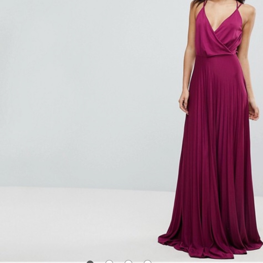 ASOS Tall burgundy Blouson Wrap Maxi Dress